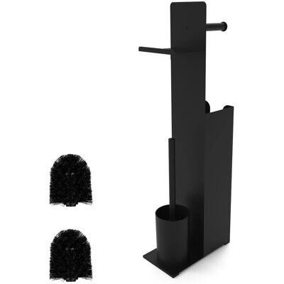Relaxdays WC Garnitur Eisen Kunststoff Schwarz Freistehend mit Ersatzrollenhalter 67 cm x 22 cm x 12 cm 2,2 kg Relaxdays WC Garnitur Eisen Kunststoff Schwarz Freistehend mit Ersatzrollenhalter 67 cm x 22 cm x 12 cm 2,2 kg