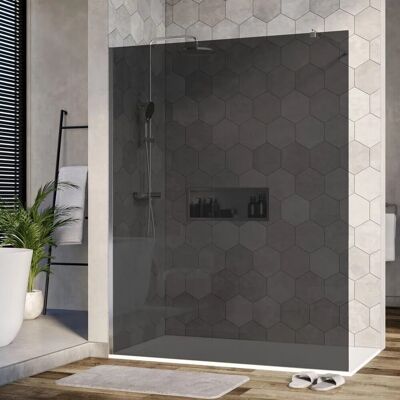 Bernstein Duschabtrennung Walk-In Nano Echtglas EX101 Graues Glas 10mm Wandprofil Chrom 90cm Bernstein Duschabtrennung Walk-In Nano Echtglas EX101 Graues Glas 10mm Wandprofil Chrom 90cm