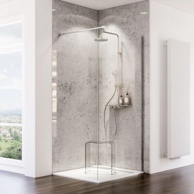 Schulte ExpressPlus Aluminium Duschwand - Hochglanz Stein Grau Schulte ExpressPlus Aluminium Duschwand - Hochglanz Stein Grau