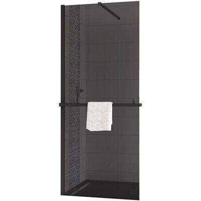 AICA Walk In Dusche B.100xH.200cm Duschwand 8mm NANO ESG-Glas Duschabtrennung mit Duschregal Handtuchhalter AICA Walk In Dusche B.100xH.200cm Duschwand 8mm NANO ESG-Glas Duschabtrennung mit Duschregal Handtuchhalter