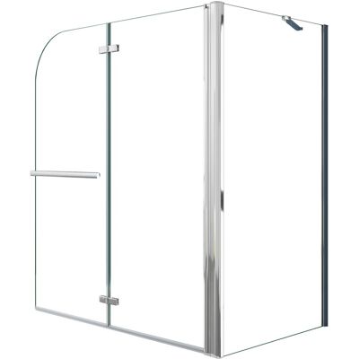 AICA 120x140cm Badewannenaufsatz 2-tlg. Faltwand mit 60cm Seitewand Nano-Glas Duschabtrennung mit Handtuchhalter AICA 120x140cm Badewannenaufsatz 2-tlg. Faltwand mit 60cm Seitewand Nano-Glas Duschabtrennung mit Handtuchhalter
