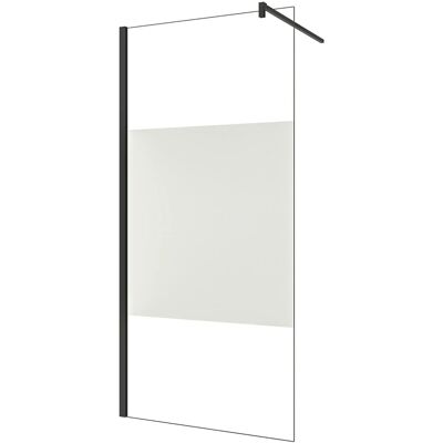 AICA Walk in Duschwand B.80 x H.200cm Milchglasstreifen Duschabtrennung 10mm Nano ESG-Glas Mit Stabilisator Schwarzrahmen Duschkabinen F132 AICA Walk in Duschwand B.80 x H.200cm Milchglasstreifen Duschabtrennung 10mm Nano ESG-Glas Mit Stabilisator Schwarzrahmen Duschkabinen F132