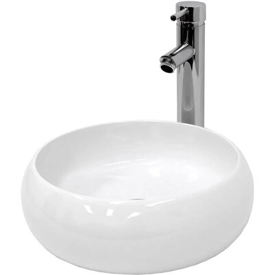 ECD Germany Keramik Rund Weiß Waschbecken - Modernes Design ECD Germany Keramik Rund Weiß Waschbecken - Modernes Design