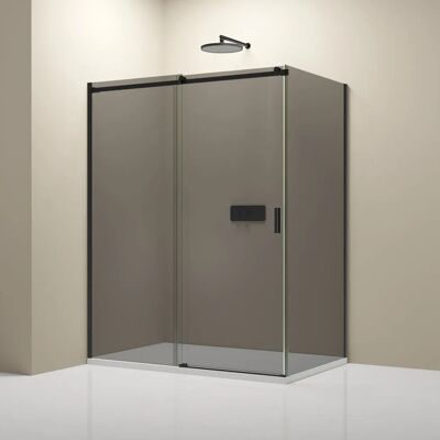 Bernstein NT806 Eckdusche mit Schiebetür - Mattes Schwarz, Graues Glas Bernstein NT806 Eckdusche mit Schiebetür - Mattes Schwarz, Graues Glas
