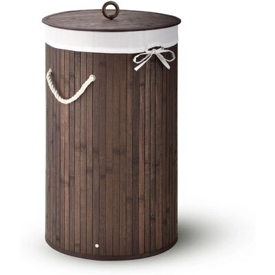 Juskys Bambus Wäschekorb Curly Round Braun mit Wäschesack und Tragegriffen Juskys Bambus Wäschekorb Curly Round Braun mit Wäschesack und Tragegriffen