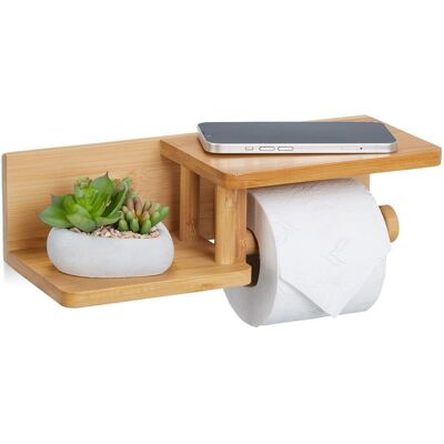 RELAXDAYS Bambus Toilettenpapierhalter mit 2 Ablagen - Wandmontage Badezimmerzubehör RELAXDAYS Bambus Toilettenpapierhalter mit 2 Ablagen - Wandmontage Badezimmerzubehör