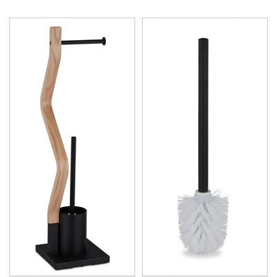 Relaxdays WC Garnitur Stahl MDF Schwarz Natur Freistehend 75 cm x 18,5 cm x 18,5 cm 2,1 kg Relaxdays WC Garnitur Stahl MDF Schwarz Natur Freistehend 75 cm x 18,5 cm x 18,5 cm 2,1 kg
