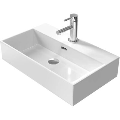 Emke Handwaschbecken Keramik Aufsatzwaschbecken mit Hahnloch 60 x 36 x 13 cm Bad Wandwaschbecken Emke Handwaschbecken Keramik Aufsatzwaschbecken mit Hahnloch 60 x 36 x 13 cm Bad Wandwaschbecken