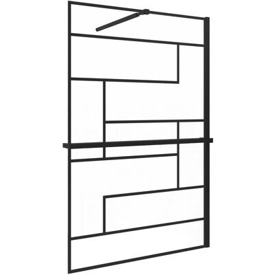 AICA 90x200cm 8mm NANO Glas Walk In Schwarz Duschwand mit Glasdekor Gitter mit Duschregal Handtuchhalter mit Ausziehbar Stabilisator F084B AICA 90x200cm 8mm NANO Glas Walk In Schwarz Duschwand mit Glasdekor Gitter mit Duschregal Handtuchhalter mit Ausziehbar Stabilisator F084B