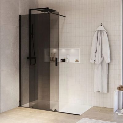 Bernstein Duschabtrennung Walk-In Nano NT101 Mit Schiebetür Schwarz Matt Graues Glas 8 mm 170cm Bernstein Duschabtrennung Walk-In Nano NT101 Mit Schiebetür Schwarz Matt Graues Glas 8 mm 170cm