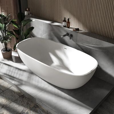 Bernstein Freistehende Badewanne - Solid Stone - 180x87cm - Weiß Matt/Glänzend Bernstein Freistehende Badewanne - Solid Stone - 180x87cm - Weiß Matt/Glänzend