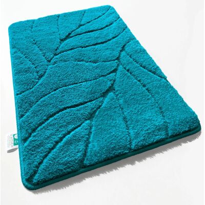 Karat Badematte Maris Badvorleger Badteppich mit Blattstruktur Türkis 60 x 120 cm Karat Badematte Maris Badvorleger Badteppich mit Blattstruktur Türkis 60 x 120 cm