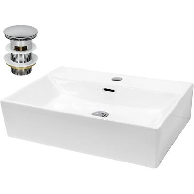 ECD Germany Waschbecken 605x365x130 mm Keramik Eckig Weiß inkl Ablaufgarnitur ECD Germany Waschbecken 605x365x130 mm Keramik Eckig Weiß inkl Ablaufgarnitur