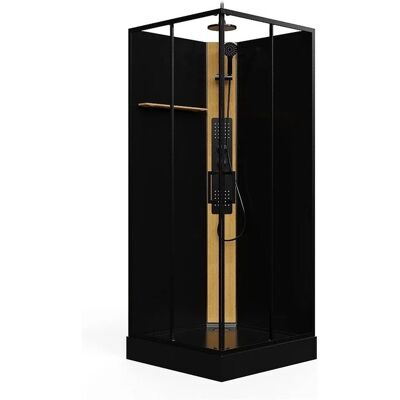 Vente-unique Schwarze Quadratische Hydro-Massage-Duschkabine - 90x90x225 cm Vente-unique Schwarze Quadratische Hydro-Massage-Duschkabine - 90x90x225 cm