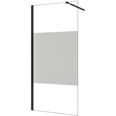 AICA Walk in Duschwand B.80 x H.200cm Milchglasstreifen Duschabtrennung 10mm Nano ESG-Glas Mit Stabilisator Schwarzrahmen Duschkabinen F084 AICA Walk in Duschwand B.80 x H.200cm Milchglasstreifen Duschabtrennung 10mm Nano ESG-Glas Mit Stabilisator Schwarzrahmen Duschkabinen F084