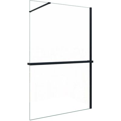 AICA Walk In 100x200cm Schwarz Duschwand mit Stabilisator 8mm NANO ESG-Glas mit Duschregal Handtuchhalter Duschtrennwand F129B AICA Walk In 100x200cm Schwarz Duschwand mit Stabilisator 8mm NANO ESG-Glas mit Duschregal Handtuchhalter Duschtrennwand F129B