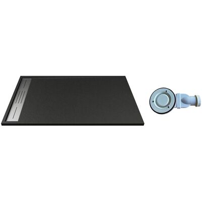 Vente-unique Schwarze Harz Duschwanne - Modernes Steineffekt - 140x90cm Vente-unique Schwarze Harz Duschwanne - Modernes Steineffekt - 140x90cm