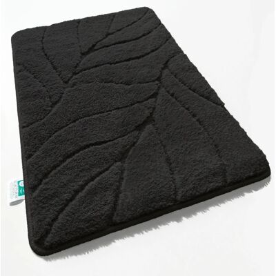 Karat Badematte Maris Badvorleger Badteppich mit Blattstruktur Schwarz 80 x 150 cm Karat Badematte Maris Badvorleger Badteppich mit Blattstruktur Schwarz 80 x 150 cm