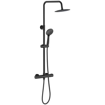 AICA Thermostat Duscharmatur Schwarz Mit Runder Regendusche Und Handbrause AICA Thermostat Duscharmatur Schwarz Mit Runder Regendusche Und Handbrause