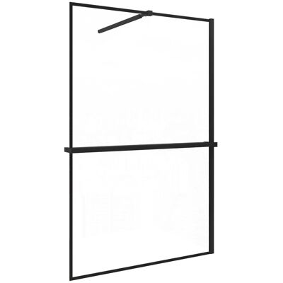 AICA 90x200cm Walk In Schwarz Aluminiumrahmen Duschwand mit Duschregal Handtuchhalter mit Stabilisator Duschabtrennung 8mm NANO Glass F084B AICA 90x200cm Walk In Schwarz Aluminiumrahmen Duschwand mit Duschregal Handtuchhalter mit Stabilisator Duschabtrennung 8mm NANO Glass F084B