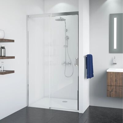 Breuer Panorama Soft & Silent Schiebetür - 140cm - Glas - Alu-Chromeffekt - für Nische Breuer Panorama Soft & Silent Schiebetür - 140cm - Glas - Alu-Chromeffekt - für Nische