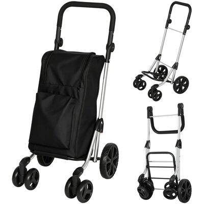 HOMCOM Einkaufstrolley Oxfordstoff Aluminium 58L x 44B x 100H cm Schwarz HOMCOM Einkaufstrolley Oxfordstoff Aluminium 58L x 44B x 100H cm Schwarz