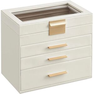 Songmics Schmuckkästchen Greeta mit Glasdeckel Weiß-Beige Songmics Schmuckkästchen Greeta mit Glasdeckel Weiß-Beige