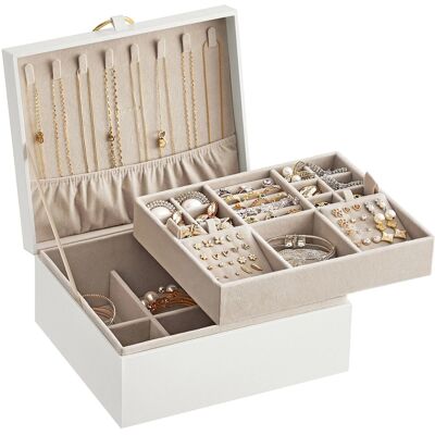 Songmics Schmuckkästchen Greeta mit 2 Ebenen Weiß-Beige Songmics Schmuckkästchen Greeta mit 2 Ebenen Weiß-Beige