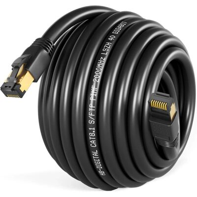 hb-digital 20m Patchkabel CAT 8.1 GHMT Zertifiziertes LAN Kabel RJ45 S/FTP PimF LSZH Schwarz hb-digital 20m Patchkabel CAT 8.1 GHMT Zertifiziertes LAN Kabel RJ45 S/FTP PimF LSZH Schwarz