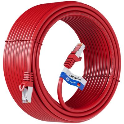 hb-digital 30m LAN Kabel CAT 7 Rohkabel RJ45 S/FTP PiMF LSZH AWG 26 Rot hb-digital 30m LAN Kabel CAT 7 Rohkabel RJ45 S/FTP PiMF LSZH AWG 26 Rot
