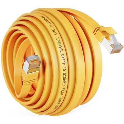 hb-digital LAN Kabel Flach CAT 7 Rohkabel Patchkabel CAT7 RJ45 U/FTP PVC 15m Gelb hb-digital LAN Kabel Flach CAT 7 Rohkabel Patchkabel CAT7 RJ45 U/FTP PVC 15m Gelb