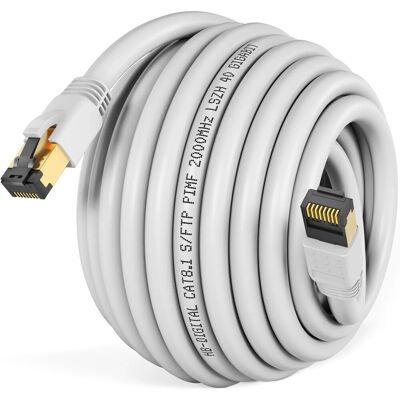 hb-digital 15m Patchkabel CAT 8.1 GHMT Zertifiziertes LAN Kabel RJ45 S/FTP PimF LSZH Weiß hb-digital 15m Patchkabel CAT 8.1 GHMT Zertifiziertes LAN Kabel RJ45 S/FTP PimF LSZH Weiß