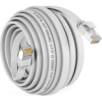 hb-digital Flachkabel CAT 7 Rohkabel RJ45 LAN Kabel Flach Kupfer bis zu 10 Gbit/s U/FTP PVC 30m Weiß hb-digital Flachkabel CAT 7 Rohkabel RJ45 LAN Kabel Flach Kupfer bis zu 10 Gbit/s U/FTP PVC 30m Weiß