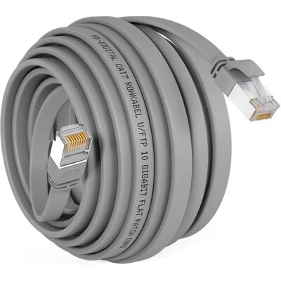 hb-digital Flachkabel CAT 7 Rohkabel RJ45 LAN Kabel Flach Kupfer bis zu 10 Gbit/s U/FTP PVC 20m Grau hb-digital Flachkabel CAT 7 Rohkabel RJ45 LAN Kabel Flach Kupfer bis zu 10 Gbit/s U/FTP PVC 20m Grau