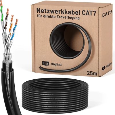 hb-digital 25m CAT 7 Erdverlegekabel Doppelmantel S/FTP PVC + LLDPE AWG23 für Außenbereich hb-digital 25m CAT 7 Erdverlegekabel Doppelmantel S/FTP PVC + LLDPE AWG23 für Außenbereich