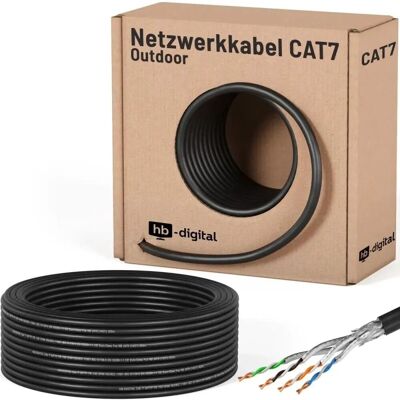 hb-digital CAT 7 Kabel für Außenbereich LAN Datenkabel max. 1000 MHz S/FTP PE AWG23 50m Schwarz hb-digital CAT 7 Kabel für Außenbereich LAN Datenkabel max. 1000 MHz S/FTP PE AWG23 50m Schwarz
