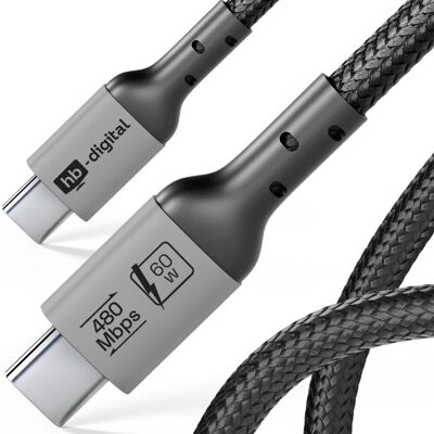 hb-digital 0,5m USB-C auf USB-C Kabel 240W 80Gbps USB-4 Schwarz hb-digital 0,5m USB-C auf USB-C Kabel 240W 80Gbps USB-4 Schwarz