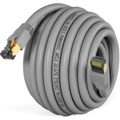 hb-digital 20m Patchkabel CAT 8.1 GHMT Zertifiziertes LAN Kabel RJ45 S/FTP PimF LSZH Grau hb-digital 20m Patchkabel CAT 8.1 GHMT Zertifiziertes LAN Kabel RJ45 S/FTP PimF LSZH Grau
