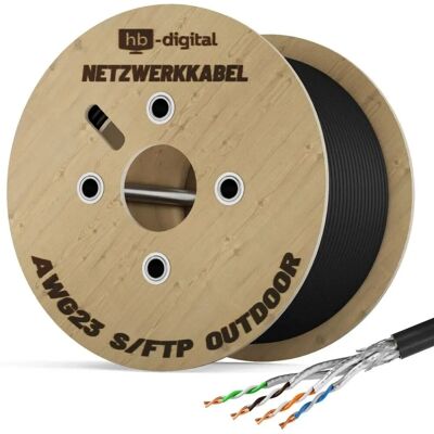 hb-digital CAT 7 Kabel für Außenbereich LAN Datenkabel max. 1000 MHz S/FTP PE AWG23 250m Schwarz hb-digital CAT 7 Kabel für Außenbereich LAN Datenkabel max. 1000 MHz S/FTP PE AWG23 250m Schwarz
