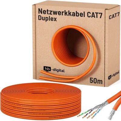 hb-digital CAT 7 Kabel Duplex Ethernetkabel LSZH max. 1000 MHz S/FTP AWG23 50m Orange hb-digital CAT 7 Kabel Duplex Ethernetkabel LSZH max. 1000 MHz S/FTP AWG23 50m Orange