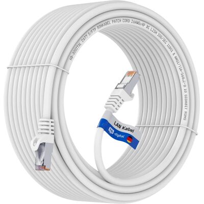 hb-digital 50m Patchkabel CAT 7 Rohkabel RJ45 S/FTP PiMF LSZH AWG 26 Halogenfrei Weiß hb-digital 50m Patchkabel CAT 7 Rohkabel RJ45 S/FTP PiMF LSZH AWG 26 Halogenfrei Weiß