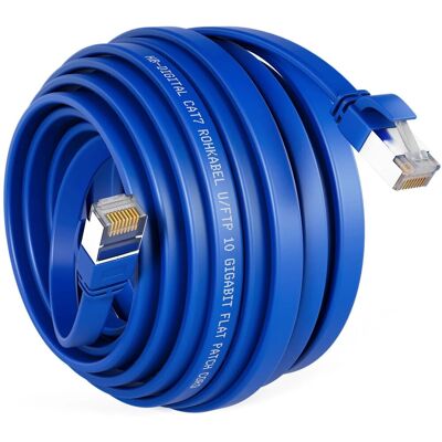 hb-digital Flachkabel CAT 7 Rohkabel RJ45 LAN Kabel Flach Kupfer bis zu 10 Gbit/s U/FTP PVC 15m Blau hb-digital Flachkabel CAT 7 Rohkabel RJ45 LAN Kabel Flach Kupfer bis zu 10 Gbit/s U/FTP PVC 15m Blau