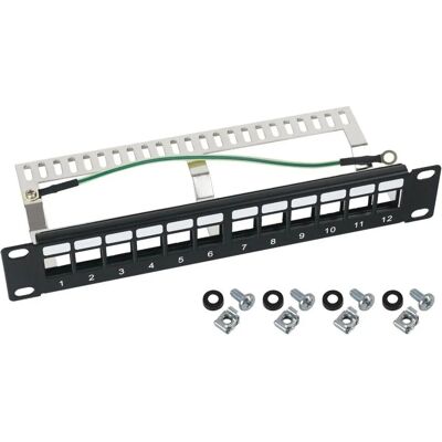 HMF 63346 STP Keystone-Patchpanel für Serverschrank 12 Ports RJ45 10 Zoll 1 HE Schwarz HMF 63346 STP Keystone-Patchpanel für Serverschrank 12 Ports RJ45 10 Zoll 1 HE Schwarz