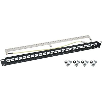 HMF 66446-02 STP Keystone-Patchpanel für Serverschrank 19 Zoll 1 HE 24 Ports RJ45 Geschirmt Schwarz HMF 66446-02 STP Keystone-Patchpanel für Serverschrank 19 Zoll 1 HE 24 Ports RJ45 Geschirmt Schwarz