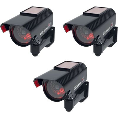 Basi - CCD Solar Kamera-Attrappe - KA 311 - Schwarz - Solarbetrieben - IP 23 Geprüft - 3 Stück - 3X1000-0311 Basi - CCD Solar Kamera-Attrappe - KA 311 - Schwarz - Solarbetrieben - IP 23 Geprüft - 3 Stück - 3X1000-0311