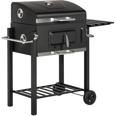 Outsunny Holzkohlgrill Edelstahl Metall Schwarz 113L x 65B x 108H cm Outsunny Holzkohlgrill Edelstahl Metall Schwarz 113L x 65B x 108H cm