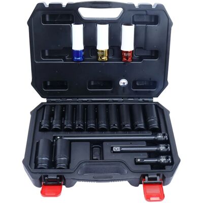 CCLIFE Schlagschrauber Nüsse Set 18-tlg. 1/2 Zoll Cr-Mo mit Radschraubnüssen CCLIFE Schlagschrauber Nüsse Set 18-tlg. 1/2 Zoll Cr-Mo mit Radschraubnüssen