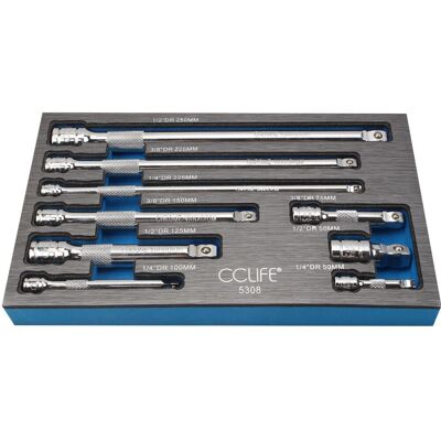 CCLIFE 9tlg Steckschlüssel Kipp Verlängerung 1/4 3/8 1/2 Zoll Ratsche Knarre Kippverlängerung Satz mit Rändelung CCLIFE 9tlg Steckschlüssel Kipp Verlängerung 1/4 3/8 1/2 Zoll Ratsche Knarre Kippverlängerung Satz mit Rändelung