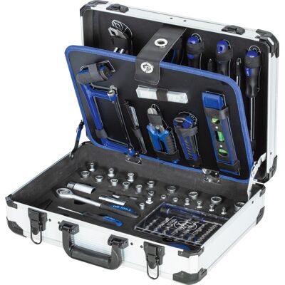 Lux-Tools Aluminium-Werkzeugkoffer - 129 Teile - Silber/Schwarz/Blau - Robust Lux-Tools Aluminium-Werkzeugkoffer - 129 Teile - Silber/Schwarz/Blau - Robust