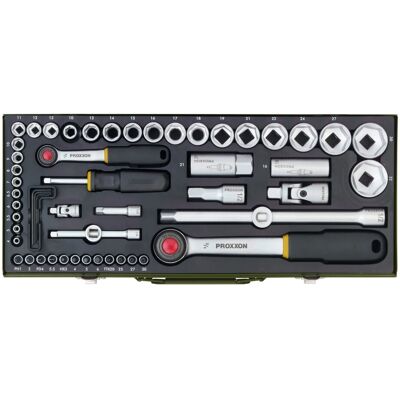 Proxxon Steckschlüsselsatz Komplett-Set 1/4 Zoll und 1/2 Zoll 56-teilig Proxxon Steckschlüsselsatz Komplett-Set 1/4 Zoll und 1/2 Zoll 56-teilig